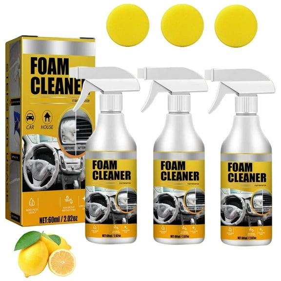 Multi-Purpose Foam Cleaner for Car Interior and Household, Waterless Stain Remover, All-Purpose Deep Cleaning Spray, 60ml