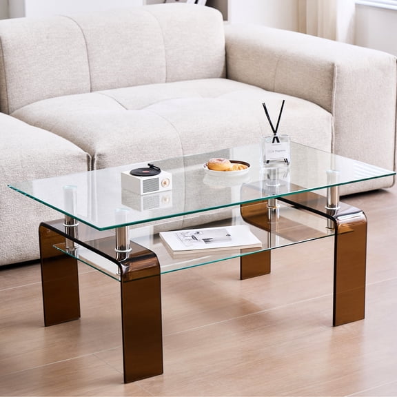 Multi - Purpose Glass Coffee Table - Ideal for Office, Store, and Living Room Use