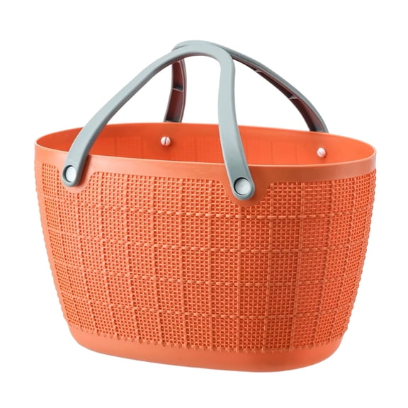 Multi-Purpose Handwoven Plastic Storage Basket with Ergonomic Handles, Spacious Open-Top Design for Groceries, Laundry, Snacks & Picnic Use