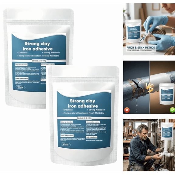 Multi-Purpose High Strength Repair Clay, High-Strength Multi-Purpose Repair Putty Universal Filler Putty to Fix Holes, Cracks on Multiple Surfaces (2PC)
