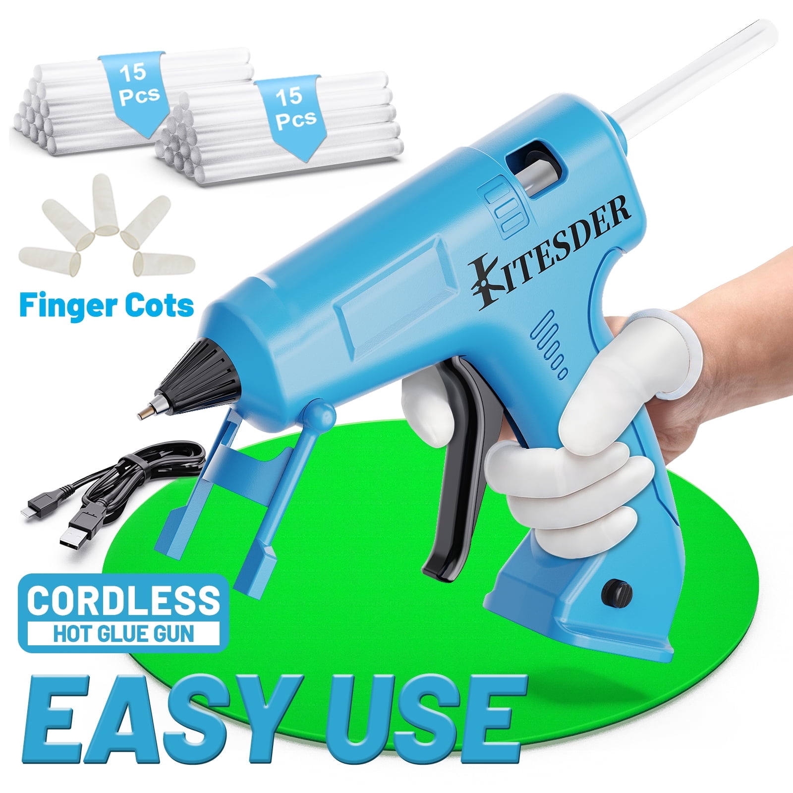 Multi-Purpose Hot Glue Gun Set, Mini Fast-Heating Hot Melt Glue Gun with 30 Glue Sticks, Silicone Mat and Finger Caps, for DIY Crafts, Home Repair and Art Making
