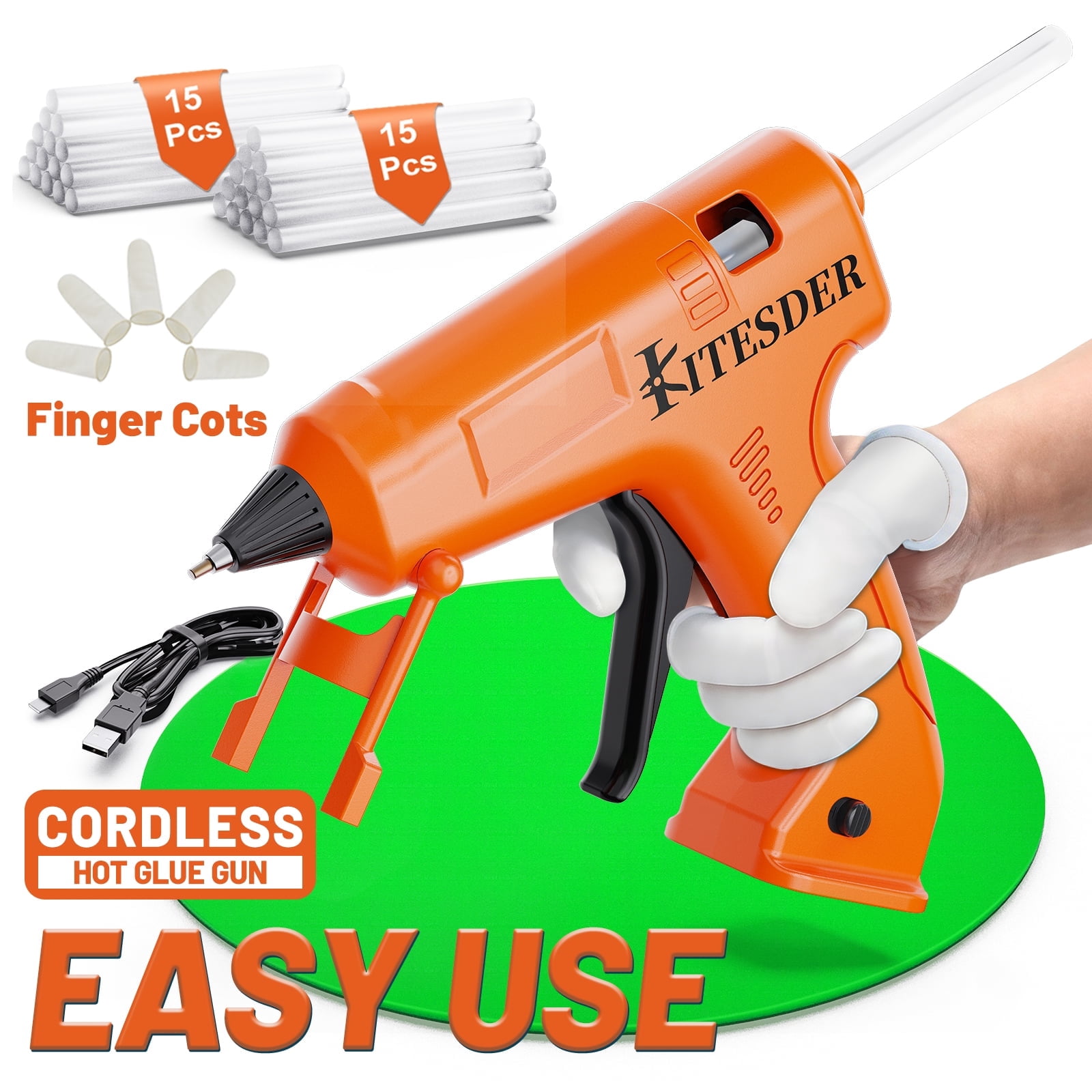 Multi-Purpose Hot Glue Gun Set, Mini Fast-Heating Hot Melt Glue Gun with 30 Glue Sticks, Silicone Mat and Finger Caps, for DIY Crafts, Home Repair and Art Making