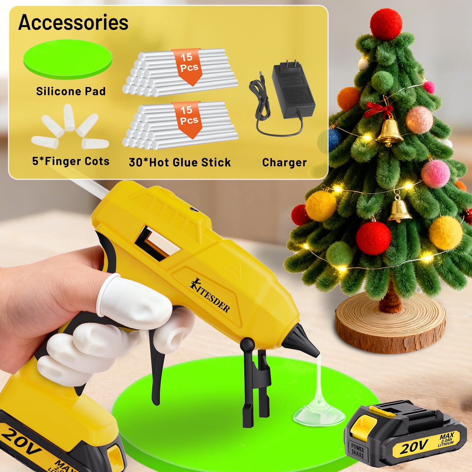 Multi-Purpose Hot Glue Gun Set, Mini Fast-Heating Hot Melt Glue Gun with 30 Glue Sticks, Silicone Mat and Finger Caps, for DIY Crafts, Home Repair and Art Making