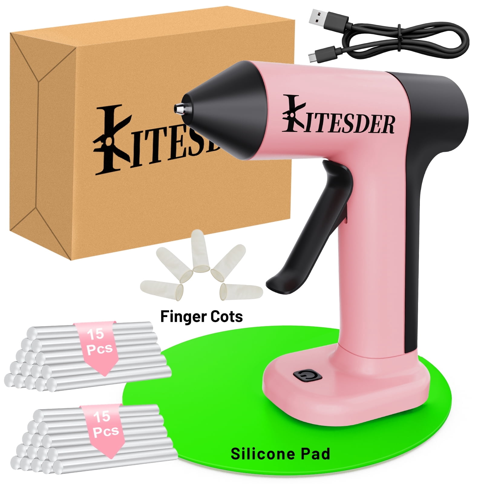 Multi-Purpose Hot Glue Gun Set, Mini Fast-Heating Hot Melt Glue Gun with 30 Glue Sticks, Silicone Mat and Finger Caps, for DIY Crafts, Home Repair and Art Making
