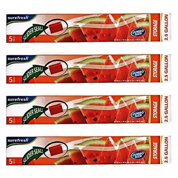 Multi-Purpose Jumbo Size Plastic Storage Bags, 2.5 Gallon, 4-pk
