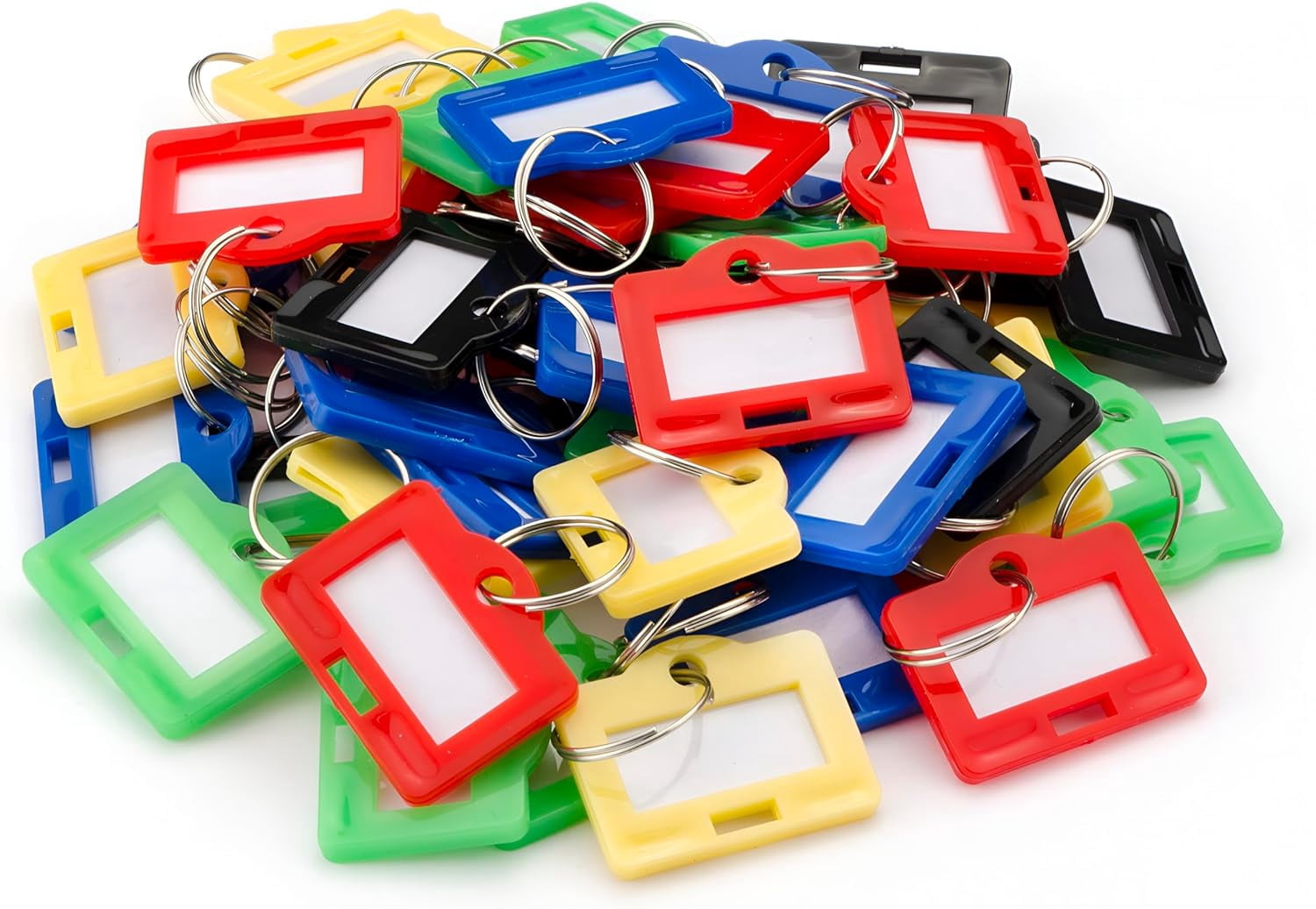 Multi-Purpose Key Tags with Write-On Labels & Metal Rings – 50 Small Colored Key Tags for Organization, Identification & Labeling