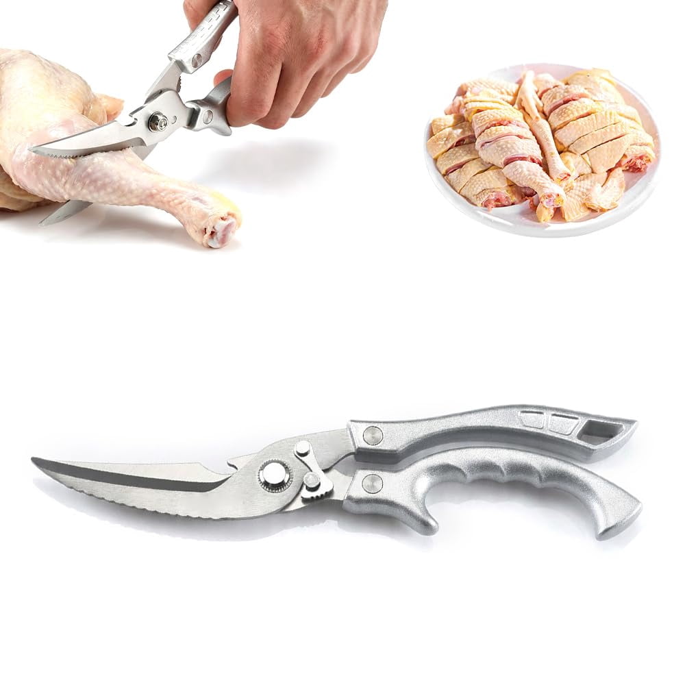 Multi-Purpose Kitchen Shears, 2026 Upgraded Heavy Duty Stainless Steel Kitchen Scissors, with Spring Loaded Handle, Stainless Steel Bone Cut Kitchen Scissors Poultry Shears