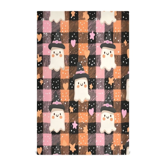 Multi-Purpose Kitchen Towels 28x18 Inch Dishcloths with Hanging Loop Decorative and Practical Towels for Kitchen, Dining Hearts Stars and Ghost Pattern