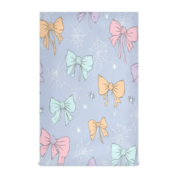 Multi-Purpose Kitchen Towels 28x18 Inch Dishcloths with Hanging Loop Decorative and Practical Towels for Kitchen, Dining Pastel-colored Bows and Spider Webs