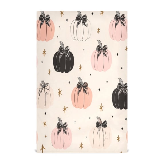 Multi-Purpose Kitchen Towels 28x18 Inch Dishcloths with Hanging Loop Decorative and Practical Towels for Kitchen, Dining Peach Pumpkins with Black Bows