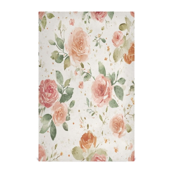 Multi-Purpose Kitchen Towels 28x18 Inch Dishcloths with Hanging Loop Decorative and Practical Towels for Kitchen, Dining Watercolor Rose Floral Pattern