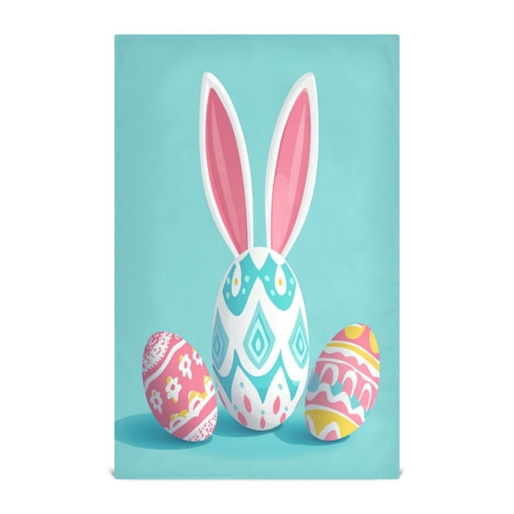 Multi-Purpose Kitchen Towels 28x18 Inch Dishcloths with Hanging Loop Decorative and Practical Towels for Kitchen, Dining Bunny Ears and Easter Eggs