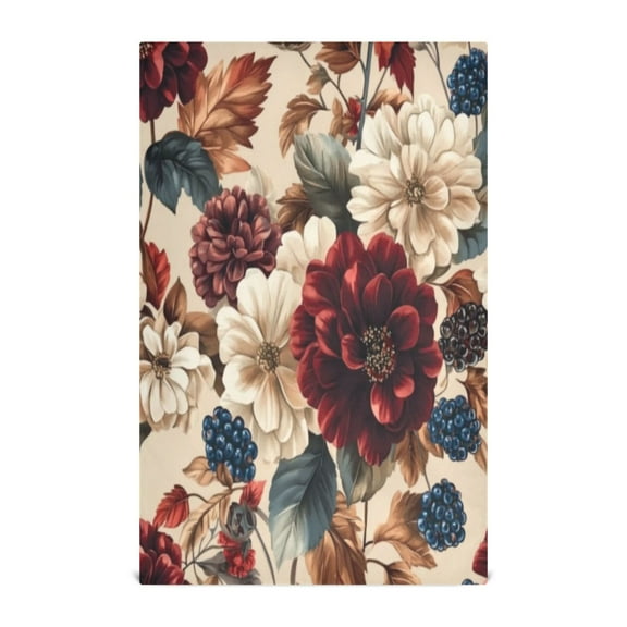 Multi-Purpose Kitchen Towels 28x18 Inch Dishcloths with Hanging Loop Decorative and Practical Towels for Kitchen, Dining Burgundy Hydrangeas