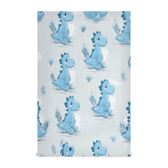 Multi-Purpose Kitchen Towels 28x18 Inch Dishcloths with Hanging Loop Decorative and Practical Towels for Kitchen, Dining Cartoon Blue Dinosaurs