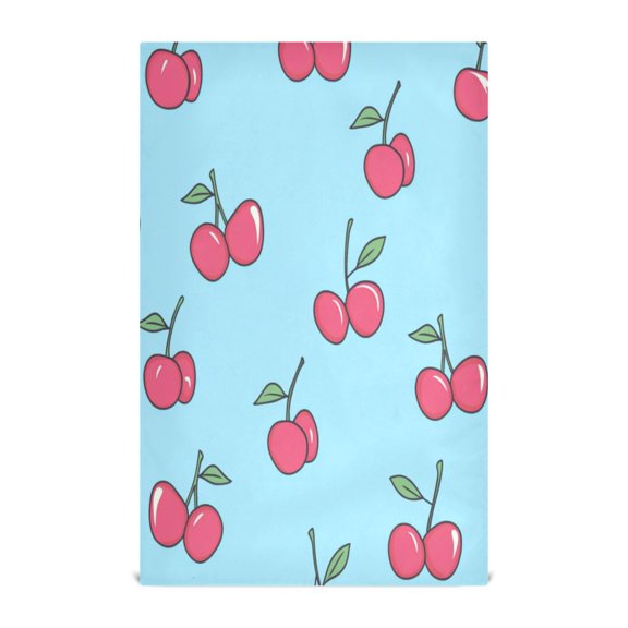 Multi-Purpose Kitchen Towels 28x18 Inch Dishcloths with Hanging Loop Decorative and Practical Towels for Kitchen, Dining Cartoon Cherry Pattern