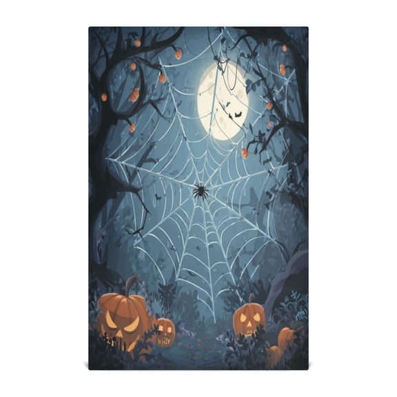 Multi-Purpose Kitchen Towels 28x18 Inch Dishcloths with Hanging Loop Decorative and Practical Towels for Kitchen, Dining Cartoon Style Spider Web