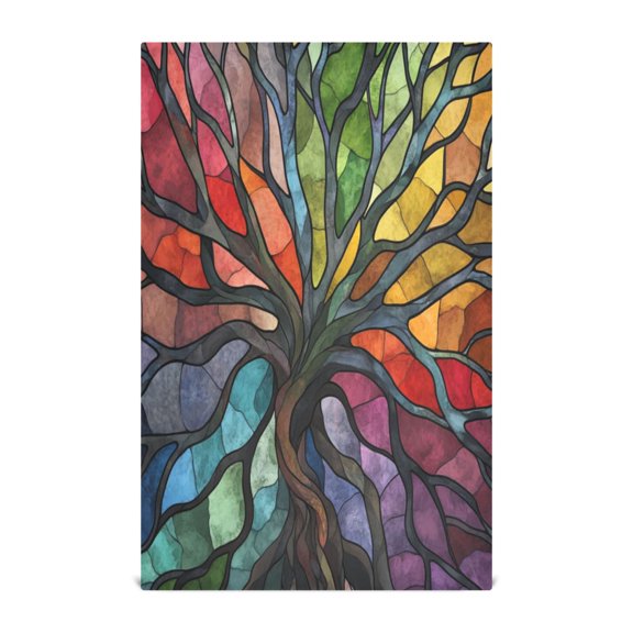 Multi-Purpose Kitchen Towels 28x18 Inch Dishcloths with Hanging Loop Decorative and Practical Towels for Kitchen, Dining Colorful Tree Branches