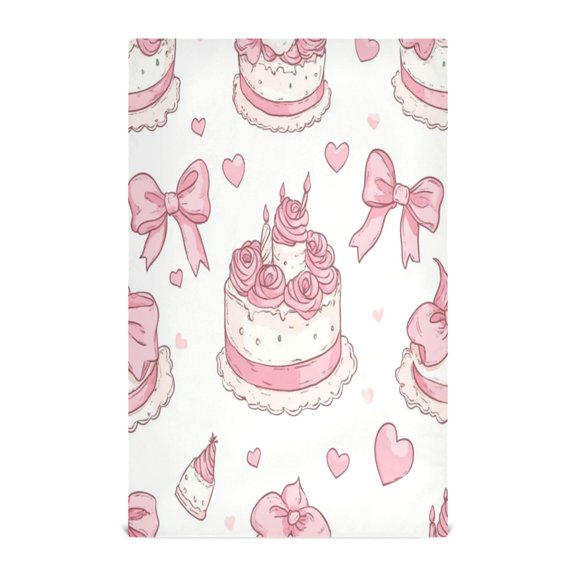 Multi-Purpose Kitchen Towels 28x18 Inch Dishcloths with Hanging Loop Decorative and Practical Towels for Kitchen, Dining Cute Birthday Cake