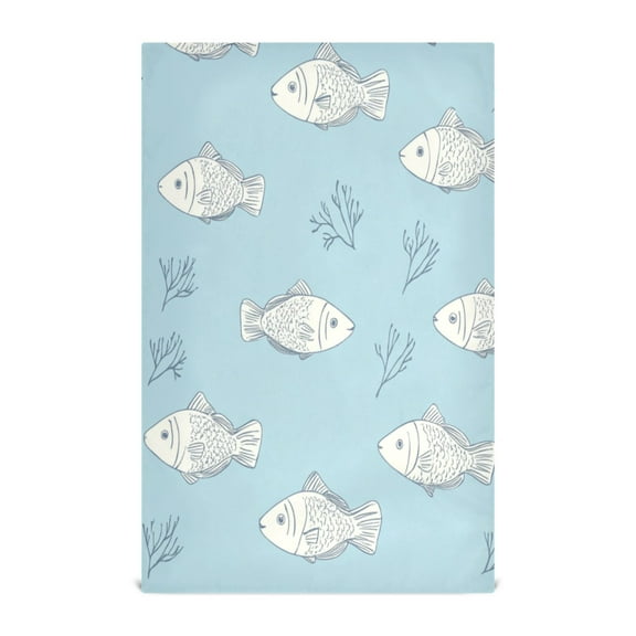 Multi-Purpose Kitchen Towels 28x18 Inch Dishcloths with Hanging Loop Decorative and Practical Towels for Kitchen, Dining Cute Fish Pattern
