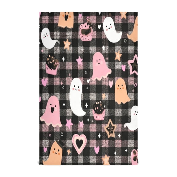 Multi-Purpose Kitchen Towels 28x18 Inch Dishcloths with Hanging Loop Decorative and Practical Towels for Kitchen, Dining Cute Pastel Ghost Pattern