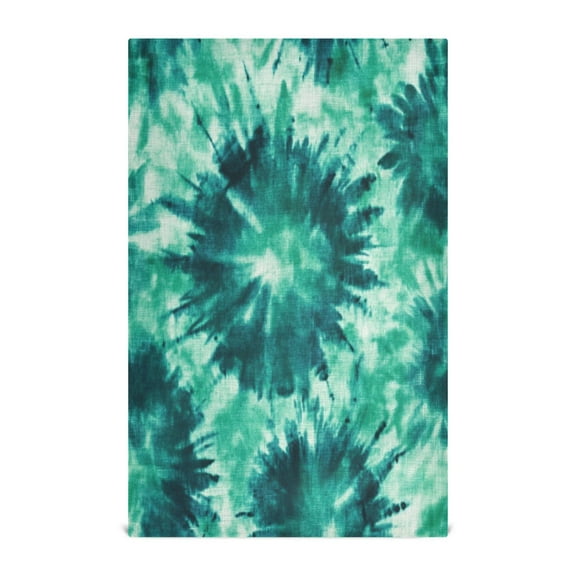 Multi-Purpose Kitchen Towels 28x18 Inch Dishcloths with Hanging Loop Decorative and Practical Towels for Kitchen, Dining Dark Teal Tie-dye Pattern