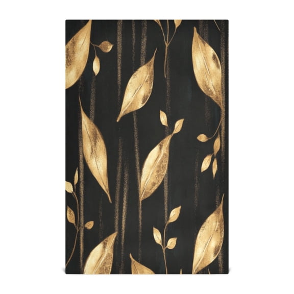 Multi-Purpose Kitchen Towels 28x18 Inch Dishcloths with Hanging Loop Decorative and Practical Towels for Kitchen, Dining Delicate Gold Leaf Pattern