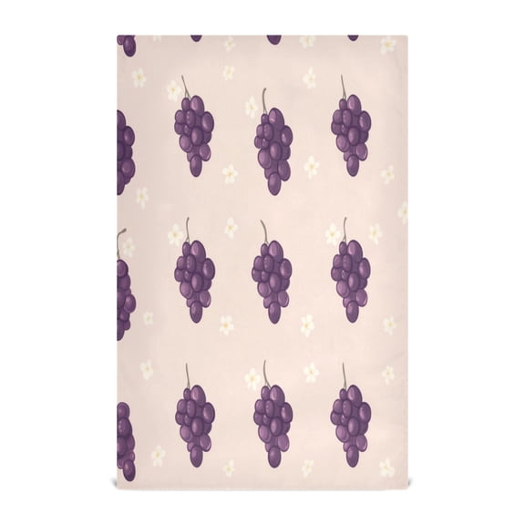 Multi-Purpose Kitchen Towels 28x18 Inch Dishcloths with Hanging Loop Decorative and Practical Towels for Kitchen, Dining Grapes and Flowers Pattern
