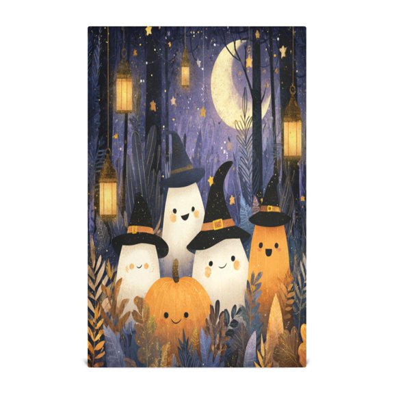 Multi-Purpose Kitchen Towels 28x18 Inch Dishcloths with Hanging Loop Decorative and Practical Towels for Kitchen, Dining Halloween-themed with Ghosts