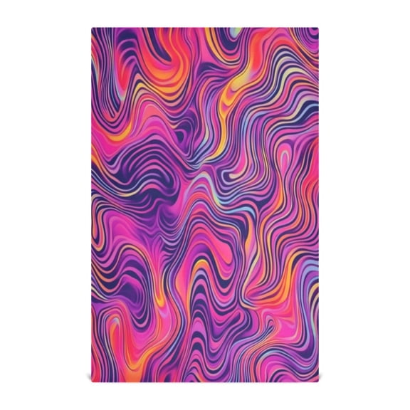 Multi-Purpose Kitchen Towels 28x18 Inch Dishcloths with Hanging Loop Decorative and Practical Towels for Kitchen, Dining Neon Pink Wavy Lines