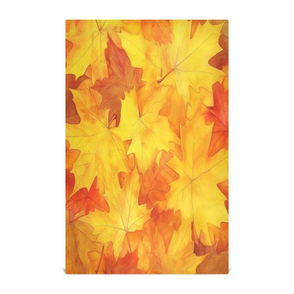 Multi-Purpose Kitchen Towels 28x18 Inch Dishcloths with Hanging Loop Decorative and Practical Towels for Kitchen, Dining Orange Maple Leaves