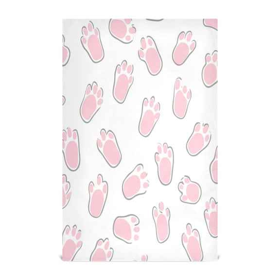 Multi-Purpose Kitchen Towels 28x18 Inch Dishcloths with Hanging Loop Decorative and Practical Towels for Kitchen, Dining Pink Bunny Footprints
