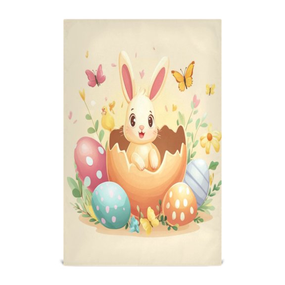 Multi-Purpose Kitchen Towels 28x18 Inch Dishcloths with Hanging Loop Decorative and Practical Towels for Kitchen, Dining Rabbits in Eggshells