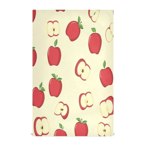 Multi-Purpose Kitchen Towels 28x18 Inch Dishcloths with Hanging Loop Decorative and Practical Towels for Kitchen, Dining Red Apple Pattern