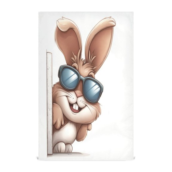 Multi-Purpose Kitchen Towels 28x18 Inch Dishcloths with Hanging Loop Decorative and Practical Towels for Kitchen, Dining Smiling Cartoon Bunny