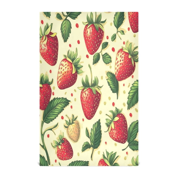 Multi-Purpose Kitchen Towels 28x18 Inch Dishcloths with Hanging Loop Decorative and Practical Towels for Kitchen, Dining Strawberries Pattern