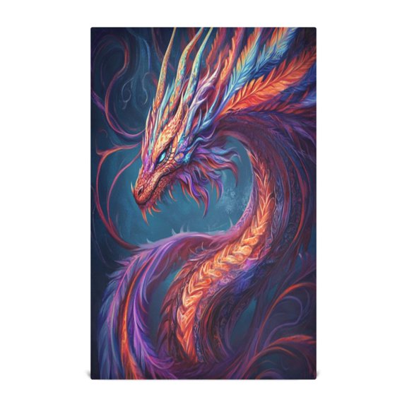 Multi-Purpose Kitchen Towels 28x18 Inch Dishcloths with Hanging Loop Decorative and Practical Towels for Kitchen, Dining Vibrant Colors Dragon