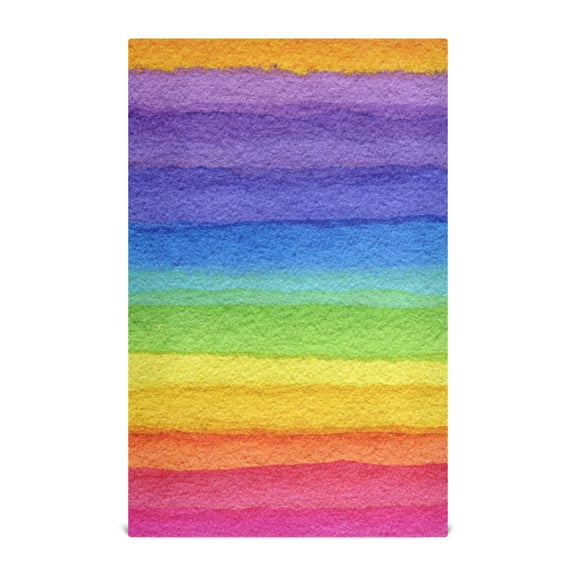 Multi-Purpose Kitchen Towels 28x18 Inch Dishcloths with Hanging Loop Decorative and Practical Towels for Kitchen, Dining Watercolor Rainbow Colors
