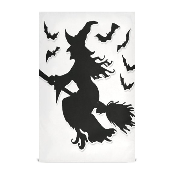 Multi-Purpose Kitchen Towels 28x18 Inch Dishcloths with Hanging Loop Decorative and Practical Towels for Kitchen, Dining Witch Silhouette