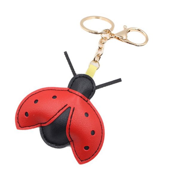 Multi Purpose Ladybeetle Keychain Faux Leather Decorative Clip For Keys Purses Cars