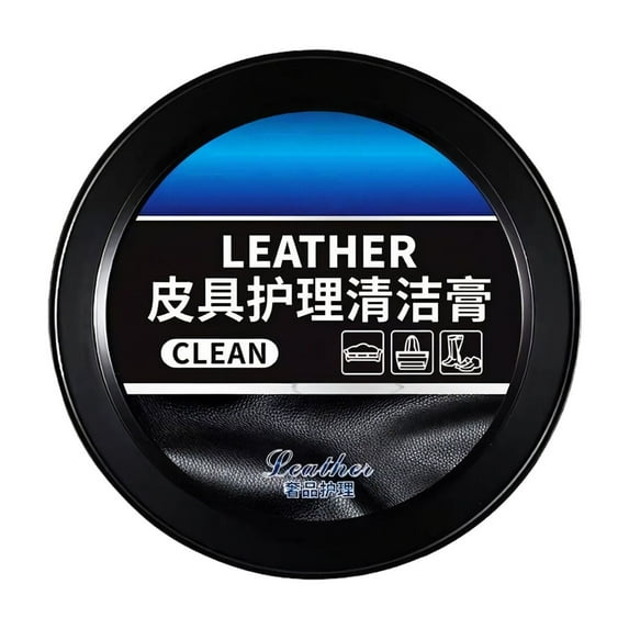 Multi-Purpose Leather Cleaner 160g, for Car Interior, Shoes, Bags, Furniture, Removes Stains & Scratches, Restores Shine, No Color, Nourishes & Protects, Includes Applicator Sponge