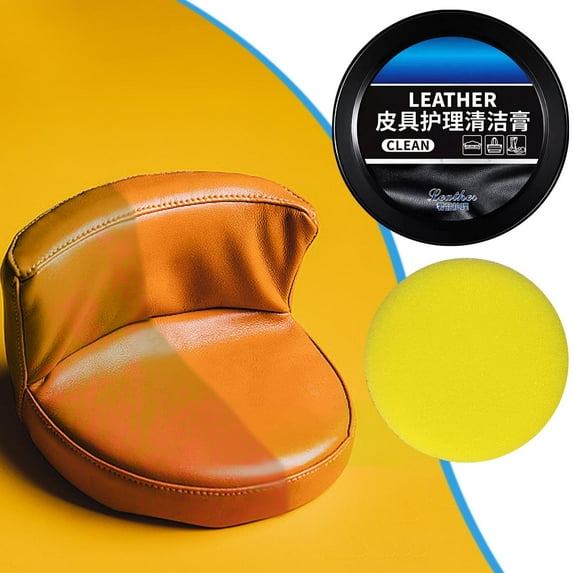 Multi-Purpose Leather Cleaner 260g, for Car Interior, Shoes, Bags, Furniture, Removes Stains & Scratches, Restores Shine, No Color, Nourishes & Protects, Includes Applicator Sponge