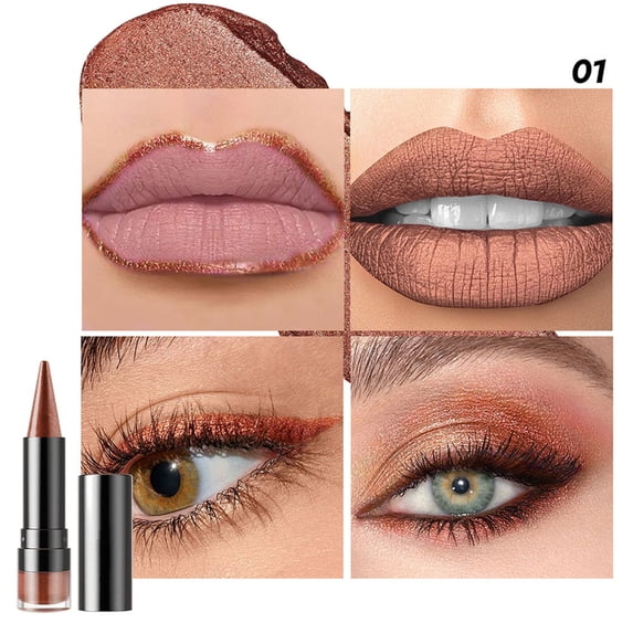 Multi-Purpose Lipstick, Pearlescent Lip Liner, Long-Lasting High Pigmentation Lipstick Eye Shadow Eyeliner, Versatile Compact Easy Application Makeup Essential