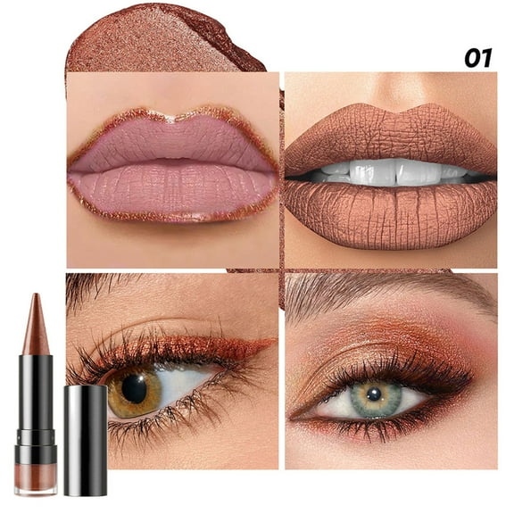 Multi-Purpose Lipstick, Pearlescent Lip Liner, Long-Lasting High Pigmentation Lipstick Eye Shadow Eyeliner, Versatile Compact Easy Application Makeup Essential