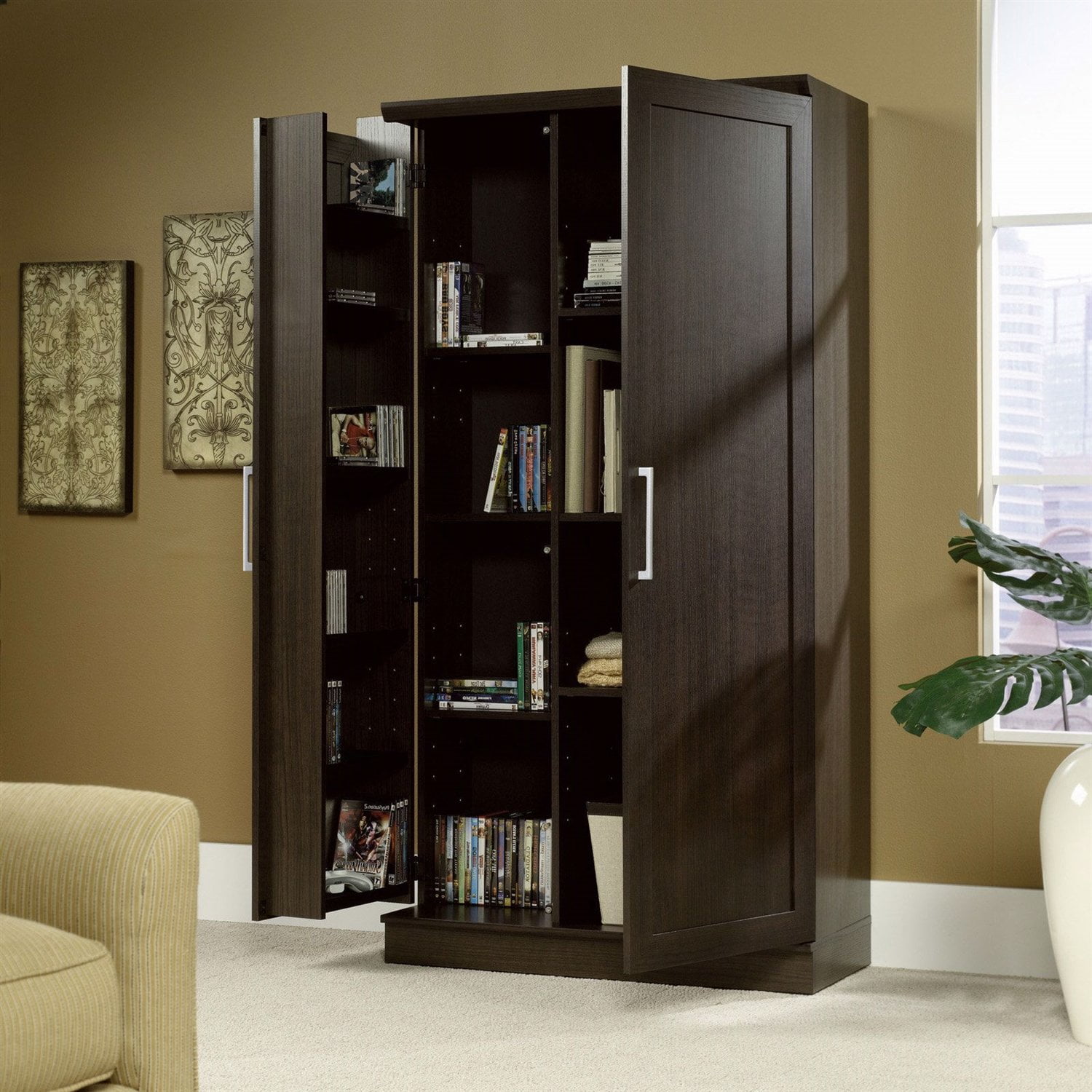 Mocha Brown Oak Multi-Purpose Kitchen Storage Cabinet