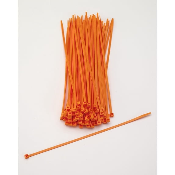 Mutual Industries Multi-Purpose Locking Ties, 11 in., Neon Orange, Pack of 100
