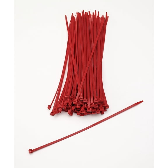 Mutual Industries Multi-Purpose Locking Ties, 11 in., Red 100/pk