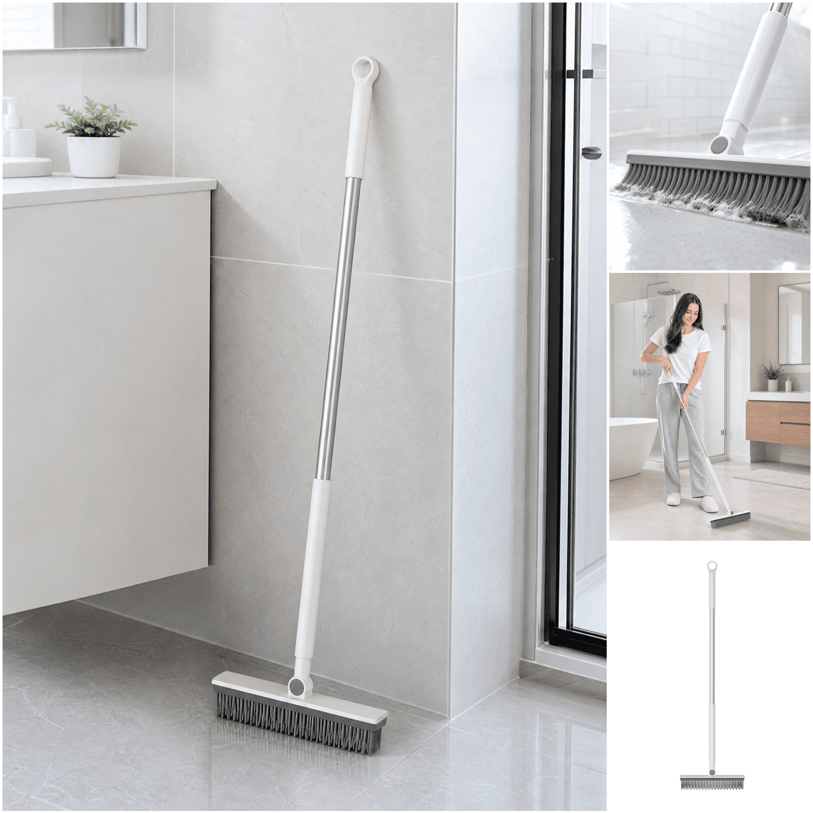 Multi Purpose Long Handle Scrubbing Brush Rotatable Brush Head for ...