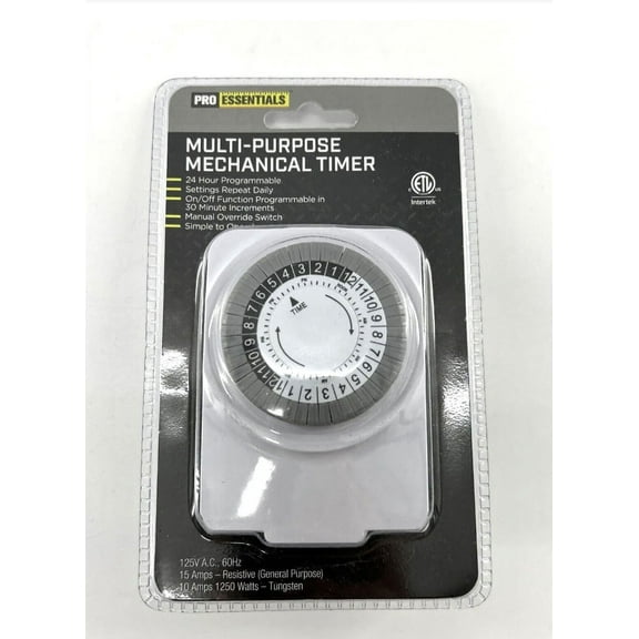 Multi-Purpose Mechanical Timer, Indoor Use, 24 Hour Programmable, Pro Essentials