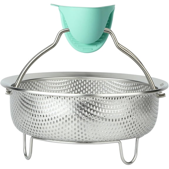 Multi-Purpose Mesh Strainer for Cooking, Fruits – Stainless Steel Steamer Basket, Vegetable & Dumpling Steamer Insert for Pots, Instant Pot Accessories with Handles & Feet