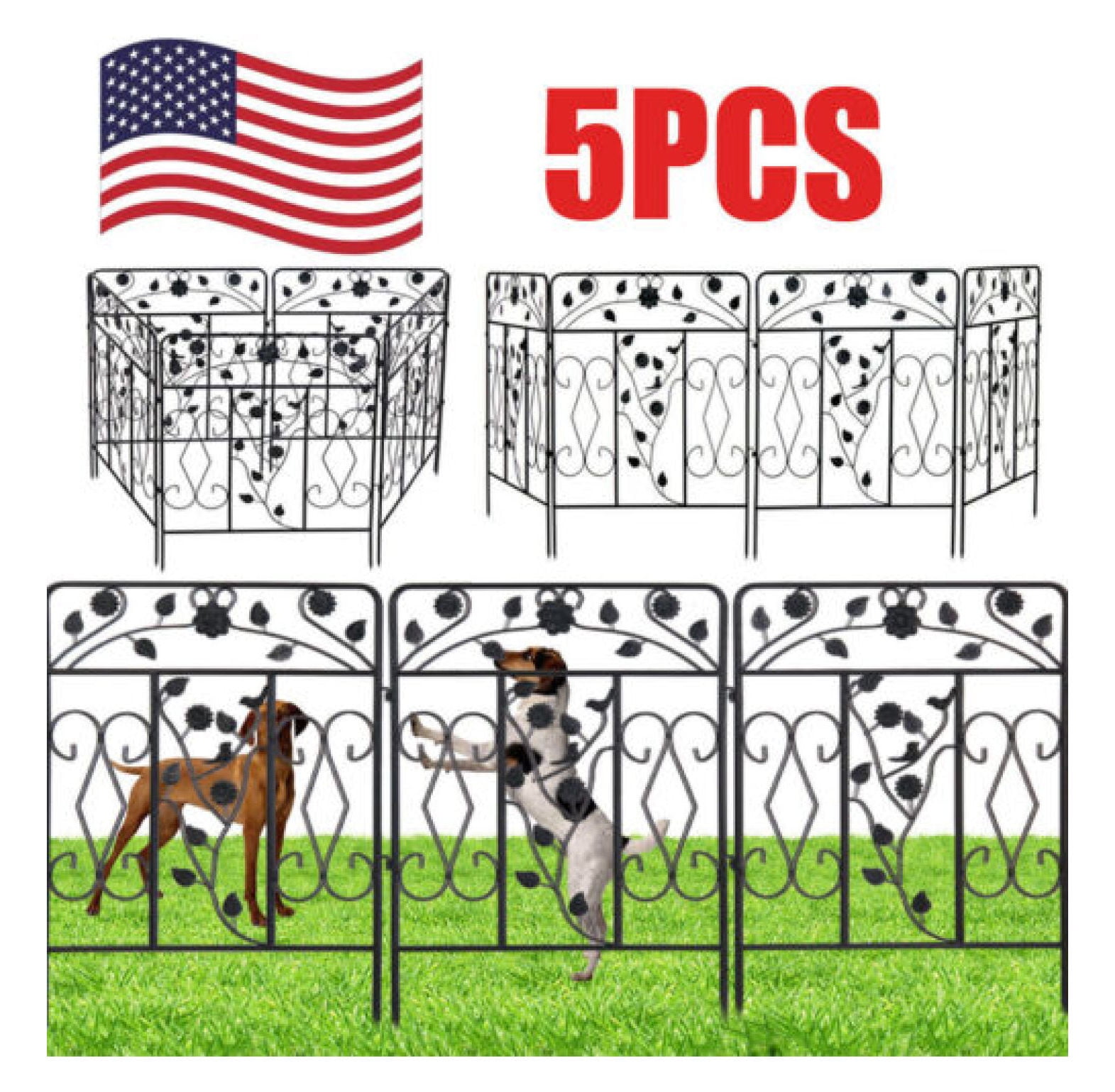 Multi-Purpose Metal Garden Fence Outdoor Animal Barrier Dog Pet Fencing ...
